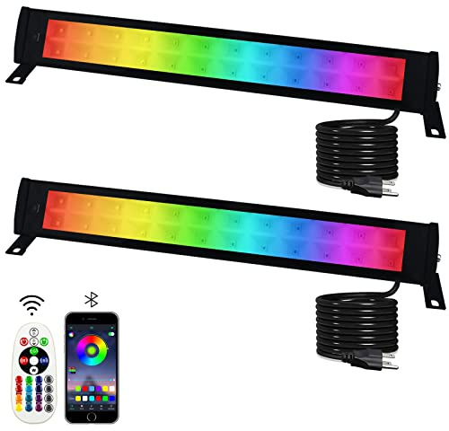 2 Pack 50W RGB Wall Washer Light, Indmird Stage Wash Light Bar, RGB Light Bar, Warm 3000K & 16 Million Colors&Timing& Music Sync, for Commercial Lighting, Birthday Party, Garden Lighting, Wall Display