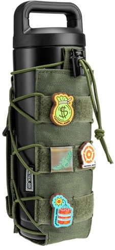 TACTICAL GEEK EXT11 Tactique Porte-Bouteille Largeur réglable 500D Nylon Molle Militaire Sac pour Gourde Elastique réglable Sac pour Bouilloire pour l'escalade en Plein air Camping Randonnée