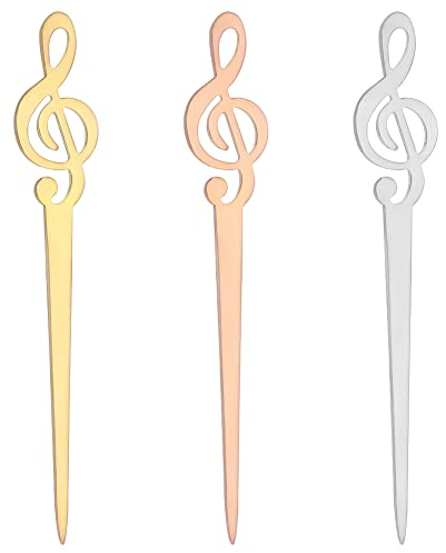 UNICRAFTALE 3 Stück 3 Farben Siegelwachs Rührstäbchen 100 mm Edelstahl Siegelstempel Rührstab Musiknotenmuster Wachs Siegelstempel Stäbchen Für Siegelstempel Wachs Auflösen