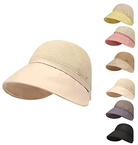 Sombrero de protección solar de ala grande para mujer, sombreros de visera para mujer, gorra de playa con protección UV de verano de ala grande para mujer