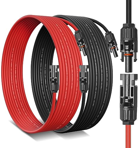 Solarkabel 4mm² 15M x 2 Solar Verlängerungskabel mit Solarstecker, Solar Verlängerung Photovoltaik Kabel für Solarpanel Balkonkraftwerk Solar Kabel(2-20M, 4mm2, 6mm2)