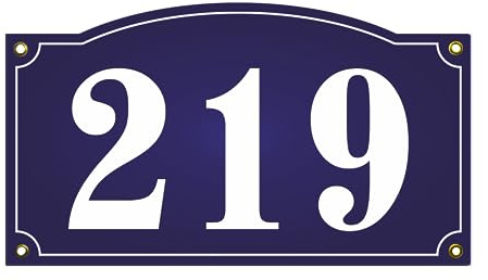 Hausnummer Hausnummernschild Emaille 18x33 cm, Emailschild, Hausschild, Individuell anpassbare Hausnummer, Vorbohrungen, Wetterfest, Türschild, Wunschtext, Keramik Emaille (Marine)