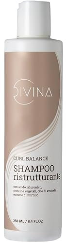Shampoo Ristrutturante per capelli mossi, ricci, super-ricci, afro Curl Balance, trattamento rigenerante by Divina BLK (250ml)