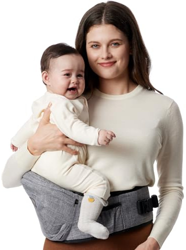 Momcozy Hip Seat - Marsupio porta bebè regolabile con protezione originale 3D per la pancia e tavola massaggiante in EVA, marsupio ergonomico con varie tasche per neonati e bambini fino a 20,4 kg
