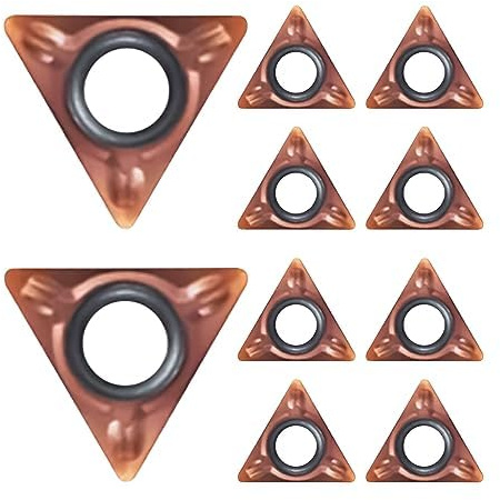 10Pcs Triangle Cutter Heads for Pneumatic Chamfering Machine,Carbide Turning Inserts for Mini Pneumatic Chamfering Tool Replacement Lathe Blades for Deburring on Steel Metal (Triangle Cutter Heads)