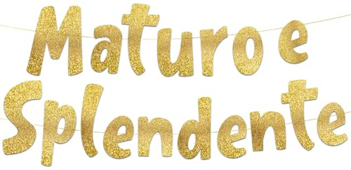Decorazioni Compleanno Maturo e Splendente Oro Festone Glitter | Gadget Compleanno Divertente | Buon Compleanno | 30, 40, 50, 60, 70 Anni | Cartoncino 350g Glitter Che Non Si Stacca