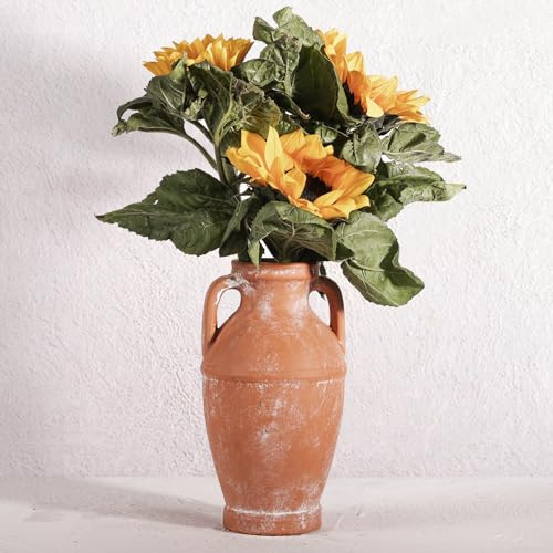 Comsaf Ceramic Terracotta Vase - Vintage Home Decor, 8.6 Inch Tall, For Table, Living Room, Bathroom, Mantel, Shelf