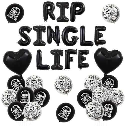 Decoraciones góticas para despedida de soltera, decoraciones de vida única, pancarta de globos de vida única, globos góticos con estampado de calavera de tumba, globos de aluminio de corazón para