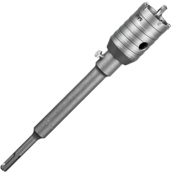 SALI Bohrkrone 45mm SDS Plus M22 Gewinde SDS Plus Adapter 220mm Wandlochsägebohrer Lochsägen-Set mit für Hartmetall-Zentrierbohrer für Mauerwerk Natursteine Sandsteine Kunststeine Beton Marmor Fliese