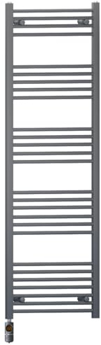600mm Wide Anthracite Grey Electric Bathroom Towel Rail Radiator Heater With AF Thermostatic Electric Element UK Pre-Filled (600 x 1600 mm)