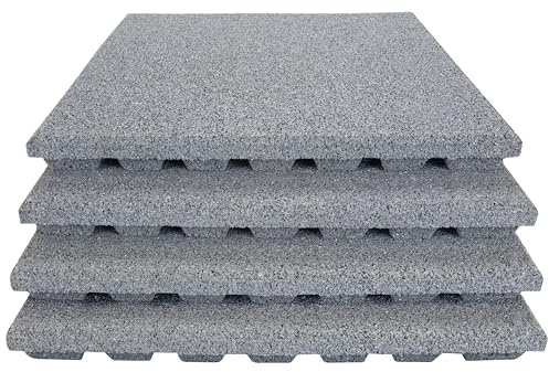 TOPRUBBER 4x Fallschutzplatten 50x50x4 cm Grau Gummiplatten Spielplatzmatten