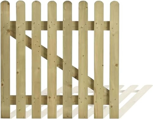 KHAPALWAK Round Top Picket Garden Gates, Wooden Picket Fence Gate Panels, Decorative Wooden Garden Gate, Pressure Treated Planed Timber Wide Outdoor Palisade Gate 90cm X 90cm