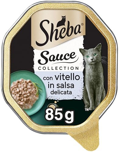 Sheba Sauce Collection in Sauce, Katzenfutter mit Kalb in zarter Sauce, 85 g – 22 Schalen