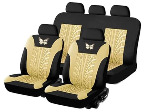 MaKeMoney 9 Stück Auto Sitzbezüge FüR Opel Insignia B/Insignia Sports Tourer 2017 2018-2023, Leder Auto Sitzschoner Atmungsaktiv Schonbezug Auto Innenraum zubehö, G/Beige