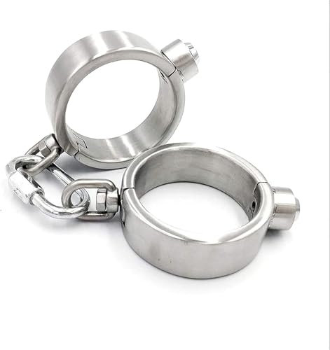 ZTHBYSB Neues Schloss Design Handgelenk Restraint, Extrem Bondage Edelstahl Handfesseln/Handschellen für Frauen Männer Paare Sklave Fetisch Fesselspiel Erotik Sexspielzeug,Silber,Frau 5.3cm