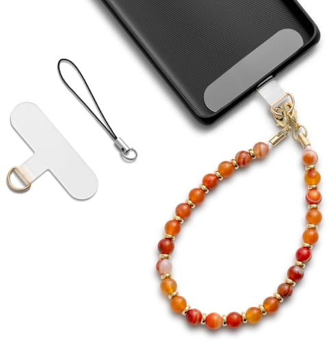 MORSUNBELA Chaîne de Téléphone Portable, Bijoux de Telephone, Lanière de Téléphone Perlée Chaîne de Téléphone Portable Perles, pour fille et femme - Rouge profond
