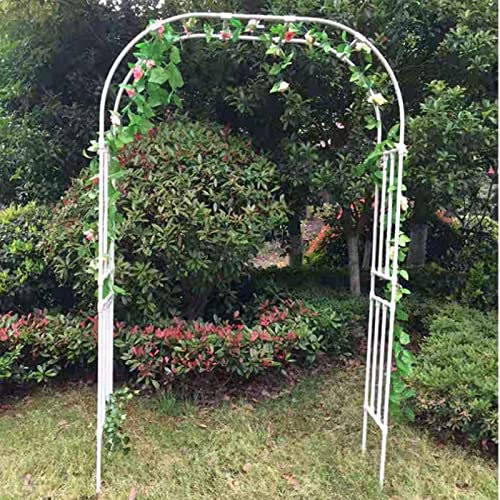 Arco de jardín de metal blanco para plantas trepadoras y rosas, decoración de boda para interiores y exteriores, 240 x 40 x 240 cm