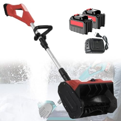 Pala Quitanieves Eléctrica Inalámbrica De Mano, Soplador De Nieve Eléctrico Inalámbrico, Lanzador De Nieve Recargable, Poste Telescópico Ajustable/Dirección, Con 2 Baterías,Red