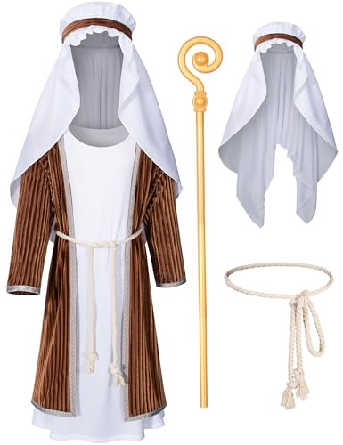 TOKYO REVENGERS Kids Nativity Shepherd Robe Joseph Outfit Boys Halloween Cosplay Costume Accessories Set(BW 110)