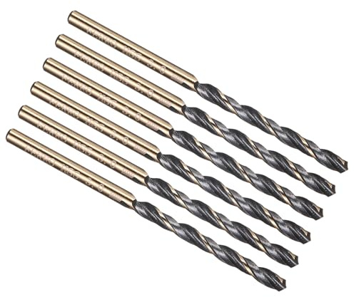 PATIKIL 3mm Drill Bit 4341 High-Speed Steel 118° for Thin Metal 6 Pack | Jobber Straight Shank 118° Black and Gold Finish for Medium-hard Metal Steel Acrylic