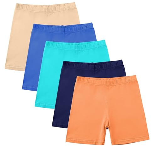 duxyoz 5 Pack Girls Cycling Shorts Breathable Safety Dance Dress Short Kids Children Teen Cotton Stretchy Undershorts Multipack Cartwheel Bike Shorts Summer Clothes Set Multicolor 13-14 Years