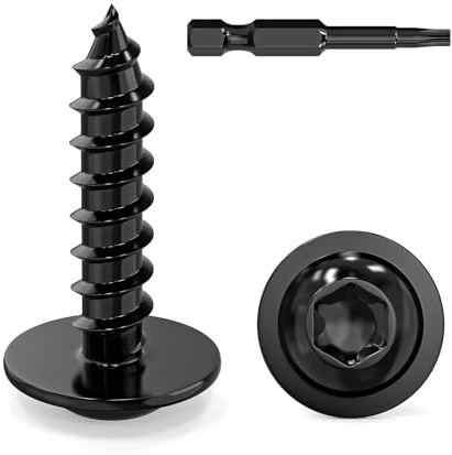 Valorada 50Pcs Wood Screws 3.9 x 16mm, Self Tapping Screws Metal, Black Screws, Stainelss Steel 304, Flat, Pan, Wafer Head Screws for Plastic, Sheet Metal, Pasterboard, Wood, Aluminum