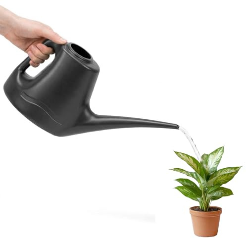 AXXTAN 1 Litre Watering Can for Indoor & Outdoor Plants - Small Water Can with Long Spout for Precise Watering, Ideal for Flowers, Houseplants, Gardening & Greenhouses (Grey)