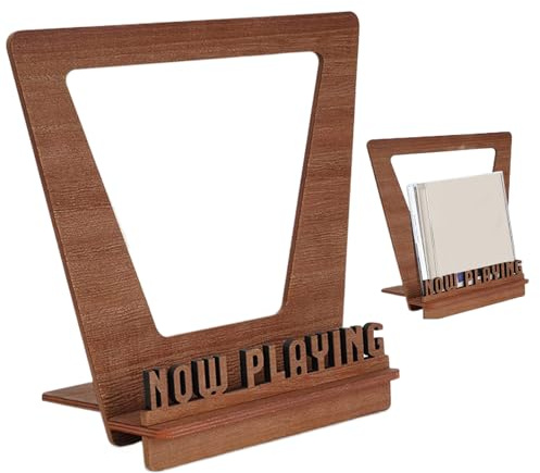Wood Record Holder - Play Now Album Stand, Vinyl Organizer | Decorative LP Storage Rack, Audio Record Greenhouse Frame, Wooden Disc Media Mount for Home Music Setup, Player Station, Furniture Display