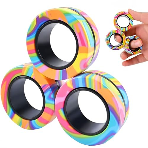 iPobie Anneaux Magnétiques Fidget Toys,1 PCS Fidget Toys Anti Stress,Fidget Magnet Rings Pack Pour Adultes Adolescents Enfants.