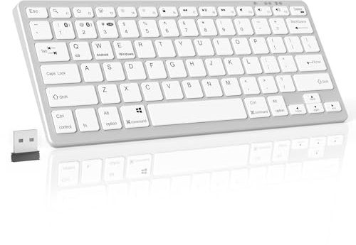 KVTVOU Clavier filaire USB de bureau pleine taille compatible avec Mac, PC, tablette, Windows, Android, Microsoft, disposition britannique, blanc
