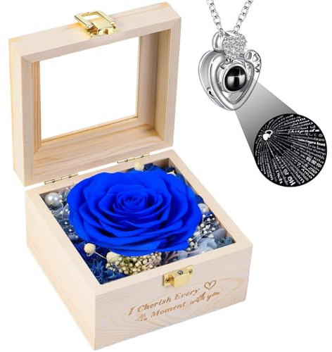 PatNlevs Ewige Rose Geschenke für Frauen, Geschenk Mutter, Geburtstagsgeschenk für Frauen, Konservierte Rose & Schmuck Geschenkbox für Freundin Mutter Ehefrau