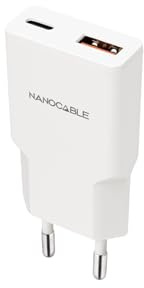NANOCABLE 10.10.2025 - Chargeur USB-C/PD 25W + USB-A/QC 25W, Blanc