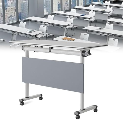 Faltbarer quadratischer Konferenztisch mit Metallrahmen für mobilen Konferenzraum, großer tragbarer Besprechungstisch, platzsparendes Design für Büro & Veranstaltungen