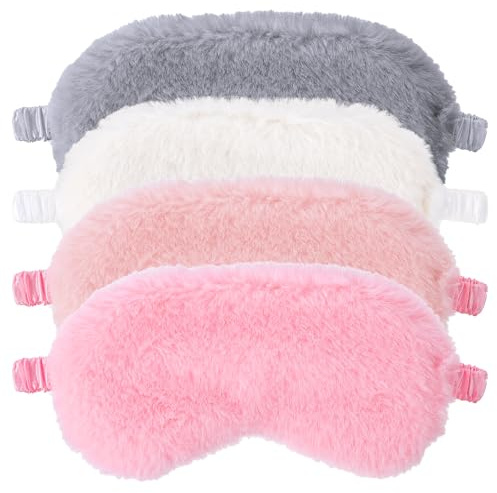 cobee 4 Stück Plüsch Augenmaske, Schlafmaske Kinder Sleeping Mask | Weich Augenmaske zum Schlafen Eye Mask Augenklappe Schlafmasken AugenbindeLustige Schlafm aske für Reisen Nickerchen