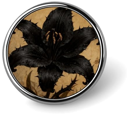 Épinglettes gothiques personnalisées en forme de lys noir de 2,5 cm pour costumes, broches drôles pour hommes et femmes, badges vintage pour sacs, vestes, sacs à dos, chapeaux, collection cadeaux