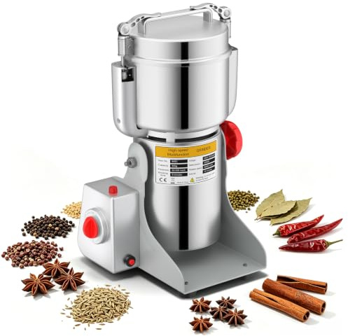 Molino de granos de 800 g, oscillante, 3500 W & 30000RPM, Molino de Cereales con Open-Cover-Stop, temporizador 5 min y tamiz – Ideal para hierbas, frutos secos, café – Acero inoxidable