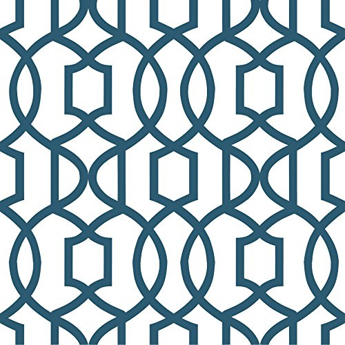 NuWallpaper NU1648 Navy Grand Trellis Peel and Stick Wallpaper , Blue