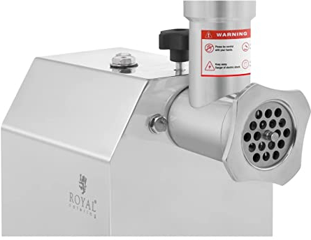 Royal Catering RCFW 70-600ECO Tritacarne Elettrico Professionale Macina Carne Elettrico in Acciaio Inox (70 kg/h, 600 W, Rotazione in Senso Inverso, Dimensione Fori 5/7 mm)