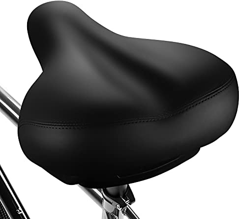 Xmifer Oversized Bike Seat, Comfortable Bike Seat - Universal Replacement Bicycle Saddle - Waterproof Leather Bicycle Seat with Extra Padded Memory Foam - Bicycle Seat for Men/Women (Black)