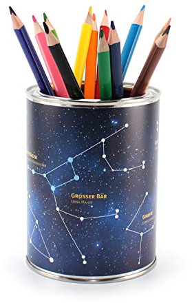 Stiftebecher Sternbilder inkl. 12 Dreikant Buntstiften| Kinder Stifteköcher Stiftehalter Schreibtisch Organizer Mädchen