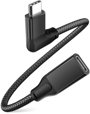 RUXELY USB C Verlängerungskabel 0.2M,Typ C Buchse auf Stecker Extension | 3.1 Gen2 10Gbps Kurz Thunderbolt 3 Extension Cable Adapter für Macbook Air/Pro,iPhone 17e 16Pro,Dell XPS,Switch,Laptop
