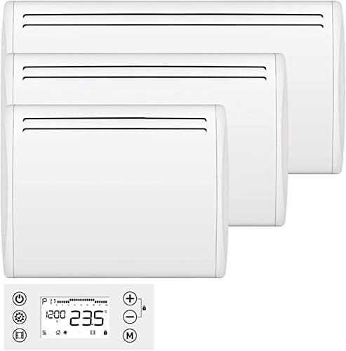 MYLEK Ceramic Panel Heater - Electric Radiator 1500W - Thermostat with Programmable Timer LCD Display - Wall Mounted Slim, IP24 Bathroom, LOT 20 Eco Energy Efficient (White 1.5KW) (CERAMIC, 1500W)