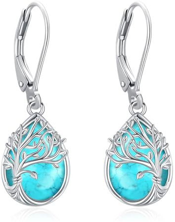 Eusense livets träd halsband örhängen 925 sterlingsilver livets träd hänge halsband örhängen smycken gåva för kvinnor flickor, Sterlingsilver