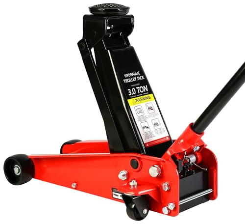 Floor Jack, Hydraulic Trolley Low Profile and Steel Racing Floor Jack with Piston Quick Lift Pump,3Ton (6,000 lb) Capacity, Lifting Range 5.1-20