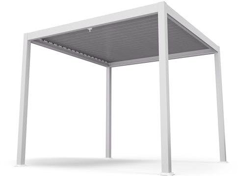 Blumfeldt LuminaHaven Lamellen-Pergola 3x3 m - Garten-Pavillon mit starker Aluminiumstruktur, Pavillon 3x3 m wasserdicht, stabil, Winterfest aus verzinktem Stahl, hohe Stabilität