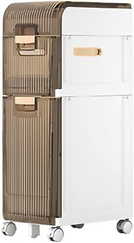 CONGRUI Plastic Bathroom Storage Cabinet, Narrow Slim Toilet Paper Storage Cabinet Waterproof Side Storage Tower with Drawers and Lockable Wheels for Small Bathroom Kitchen Laundry(3 Tier,17cm)