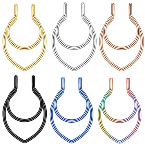 Tolldek Edelstahl Nasenpiercing Ring 6 Stücke, U Hufeisen Barbell Nasenpiercing, Piercing Ringe, Tragus Knorpel Piercings Schmuck für Herren Damen