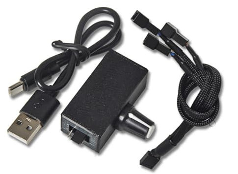 YUNNIAN Fan Speed Regulator For Computer Cooling USB Powered With Step Up Voltages From 5V To 12V Includes Fan Connectors Cable
