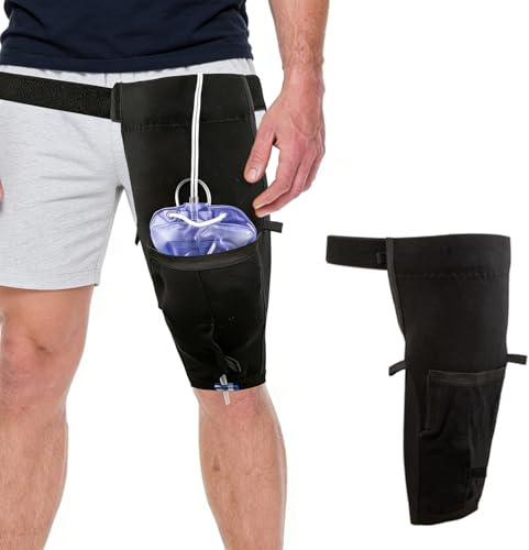 Catheter Leg Bag Holder with Waist Belt, Catheter Bag Holder with Easy Access Valve Hole & Non-Slip Secure Fit, Foley Urine Bag Sleeve for Incontinence Aid, for Men & Women (XL)