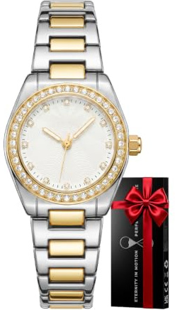 CIVO Vintage Montre Femme Doree: Analogique Acier Inoxydable Etanche Quartz | Montres Habillée Femme Aiguilles Lumineuses Diamant pour Voyage Soirée - Cadeau Chic pour Noël Anniversaire Saint-Valentin